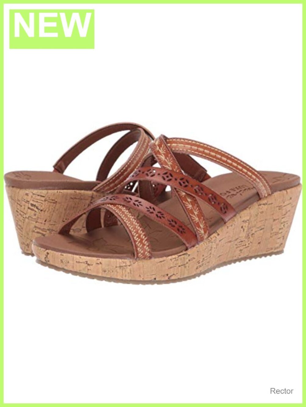 Wedge Sandals Embroidered Synthetic Duraleather Cork 2.25in Heel